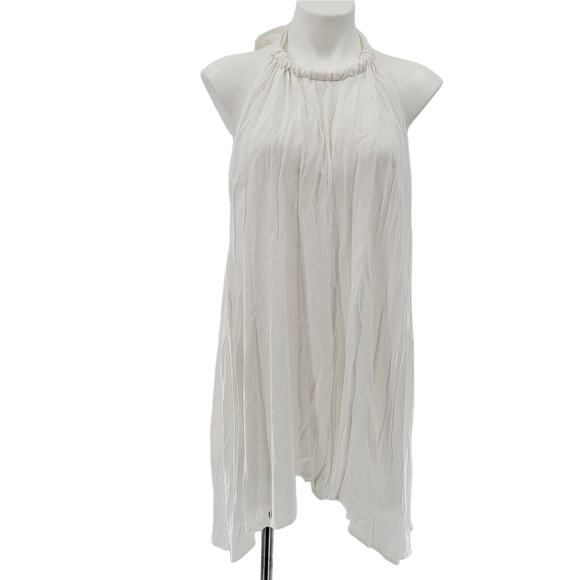 NWT Elan White Halter Pleated Open-Back Mini Dress Women's Size M - Picture 1 of 9